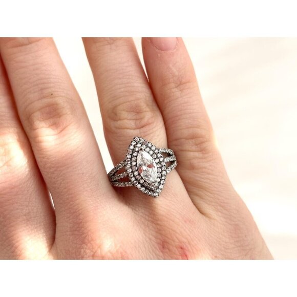 STAUER Designer Sterling Silver Mirador Marquise Cut Cubic Zirconia Ring - sz 6 - Picture 10 of 10